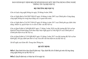 Quyết định 2149/QĐ-BNV 2017 Bộ chỉ số đánh giá mức độ ứng dụng công nghệ thông tin