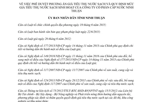 Quyết định 50/2017/QĐ-UBND giá tiêu thụ nước sạch sinh hoạt Ninh Thuận