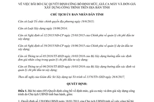Quyết định 1632/QĐ-UBND 2017 bãi bỏ quy định định mức giá ca máy đơn giá xây dựng Bình Phước