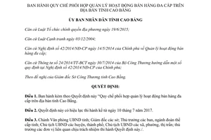 Quyết định 17/2017/QĐ-UBND phối hợp quản lý hoạt động bán hàng đa cấp Cao Bằng
