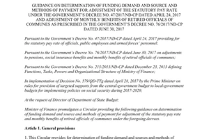 Circular 67/2017/TT-BTC determination funding demand source adjustment statutory pay rate