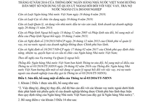 Thông tư 05/2017/TT-NHNN sửa đổi Thông tư 03/2016/TT-NHNN quản lý ngoại hối vay nước ngoài