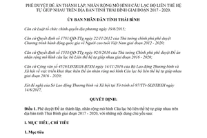 Quyết định 1764/QĐ-UBND 2017 Đề án thành lập nhân rộng Câu lạc bộ liên thế hệ giúp nhau Thái Bình