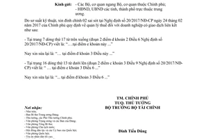 Công văn 252/CP-KTTH năm 2017 đính chính sai sót tại Nghị định 20/2017/NĐ-CP