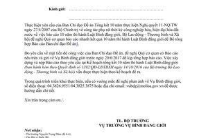 Công văn 2200/LĐTBXH-BĐG năm 2017 báo cáo nhanh kết quả 10 năm thi hành Luật Bình đẳng giới