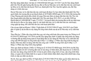 Công văn 83/BXD-HĐXD 2017 thủ tục đầu tư dự án Nhà máy xử lý chất thải rắn rác Thới Lai Cần Thơ