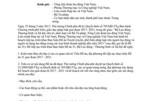 Công văn 2291/LĐTBXH-PC 2017 tiếp tục thực hiện Đề án 31 đến năm 2021