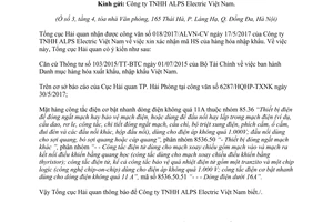 Công văn 3826/TCHQ-TXNK 2017 xác nhận mã HS công tắc điện cơ bật nhanh