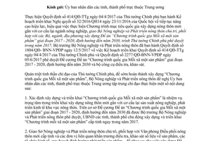 Công văn 4914/BNN-VPĐP 2017 Chương trình quốc gia Mỗi xã một sản phẩm