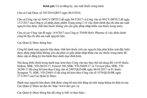 Công văn 8659/QLD-ĐK 2017 đính chính nguyên liệu dược chất nhập khẩu không yêu cầu giấy phép