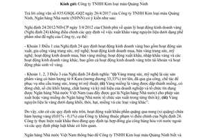Công văn 4988/NHNN-QLNH 2017 xuất khẩu phế phẩm vàng
