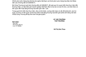 Công văn 5609/BCT-BGMN 2017 thông báo văn bản hướng dẫn Hiệp định Thương mại Việt Lào