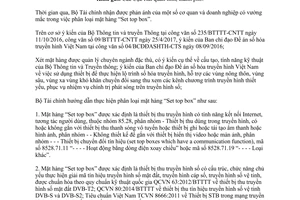 Công văn 8460/BTC-TCHQ 2017 hướng dẫn phân loại mặt hàng Set top box