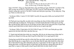 Công văn 2876/TCT-CS 2017 chính sách thuế giá trị gia tăng