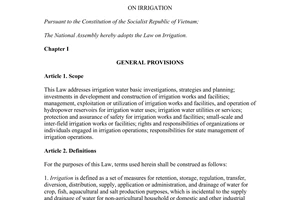 Law 08/2017/QH14 on irrigation