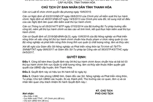Quyết định 2096/QĐ-UBND 2017 thủ tục hành chính lĩnh vực Quản lý chất lượng nông lâm Thanh Hóa