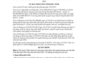 Quyết định 308/QĐ-UBND 2017 Điều chỉnh Quy hoạch phát triển ngành thương mại Bắc Ninh 2020