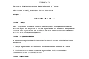 Law 09/2017/QH14 on tourism