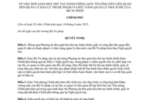 Nghị quyết 58/NQ-CP 2017 đơn giản hóa thủ tục hành chính giấy tờ công dân Bộ Tư pháp