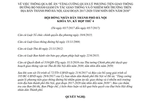 Nghị quyết 04/2017/NQ-HĐND Tăng cường quản lý phương tiện giao thông giảm ùn tắc ô nhiễm Hà Nội