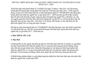 Kế hoạch 3519/KH-BNV 2017 Quy hoạch phát triển nhân lực ngành Nội vụ 2017 2020