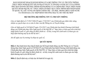 Quyết định 1095/QĐ-BTTTT 2017 thực hiện Nghị quyết 38/NQ-CP 06-NQ/TW hội nhập kinh tế