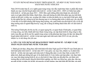 Chỉ thị 29/CT-TTg 2017 Kế hoạch phát triển kinh tế xã hội dự toán ngân sách nhà nước 2018