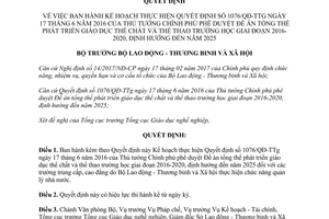 Quyết định 1061/QĐ-LĐTBXH 2017 thực hiện 1076/QĐ-TTg giáo dục thể chất 2016 2020 2025