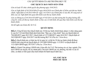 Quyết định 2397/QĐ-UBND 2017 thủ tục hành chính Sở Y tế Bản sao y bản chính Bình Định