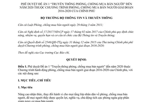 Quyết định 1090/QĐ-BTTTT 2017 Đề án 1 Truyền thông phòng chống mua bán người