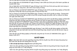 Quyết định 20/2017/QĐ-UBND đơn giá trồng rừng thay thế khi chuyển mục đích sử dụng Quảng Bình