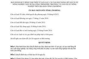 Quyết định 1498/QĐ-UBND 2017 san gạt cải tạo mặt bằng phụ vụ sản xuất nông nghiệp Lâm Đồng
