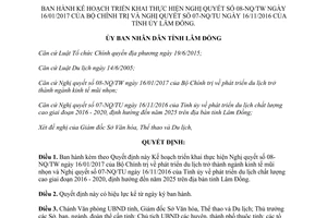 Quyết định 1499/QĐ-UBND 2017 triển khai thực hiện 08-NQ/TW 07-NQ/TU Lâm Đồng