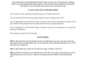 Quyết định 24/2017/QĐ-UBND phối hợp cung cấp văn bản vào Cơ sở dữ liệu quốc gia Bình Định