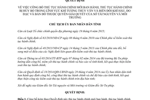 Quyết định 1530/QĐ-UBND 2017 thủ tục hành chính Khí tượng thủy văn Sở Tài nguyên Môi trường Huế