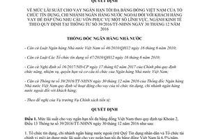 Quyết định 1425/QĐ-NHNN 2017 mức lãi suất cho vay ngắn hạn đồng Việt Nam 39/2016/TT-NHNN