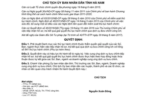 Quyết định 1024/QĐ-UBND 2017 thủ tục hành chính giải quyết qua dịch vụ bưu chính Hà Nam