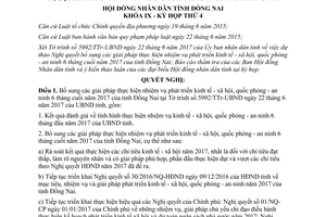 Nghị quyết 54/2017/NQ-HĐND phát triển kinh tế quốc phòng an ninh 6 tháng Đồng Nai