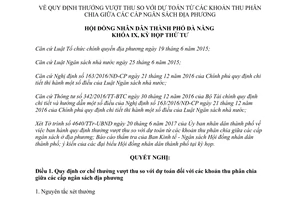 Nghị quyết 88/2017/NQ-HĐND thưởng vượt thu ngân sách địa phương Đà Nẵng