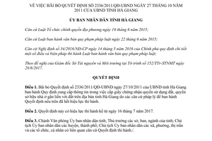 Quyết định 13/2017/QĐ-UBND bãi bỏ 2336/2011/QĐ-UBND Hà Giang