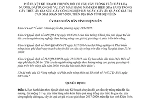 Quyết định 610/QĐ-UBND 2017 Kế hoạch chuyển đổi cơ cấu cây trồng Điện Biên 2017 2020