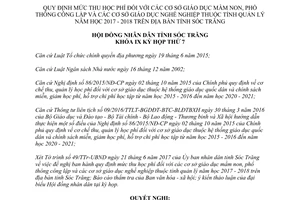 Nghị quyết 08/2017/NQ-HĐND học phí mầm non phổ thông nghề nghiệp Sóc Trăng 2017 2018