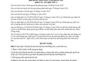 Nghị quyết 72/2017/NQ-HĐND quy định về lệ phí hộ tịch Đồng Nai