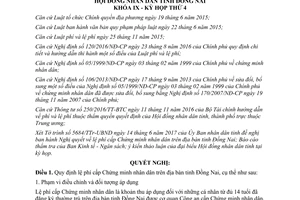 Nghị quyết 73/2017/NQ-HĐND quy định lệ phí cấp Chứng minh nhân dân Đồng Nai