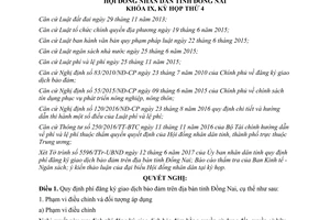 Nghị quyết 69/2017/NQ-HĐND quy định phí đăng ký giao dịch bảo đảm Đồng Nai