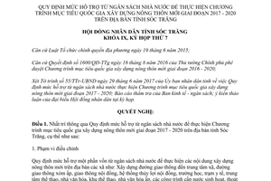 Nghị quyết 12/2017/NQ-HĐND hỗ trợ Chương trình quốc gia xây dựng nông thôn mới Sóc Trăng