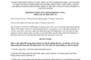 Nghị quyết 110/2017/NQ-HĐND đối tượng trợ cấp tốt nghiệp sau đại học trợ cấp hằng tháng Đà Nẵng