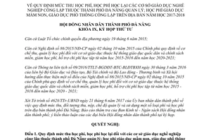 Nghị quyết 91/2017/NQ-HĐND mức học phí cơ sở giáo dục công lập Đà Nẵng 2017 2018