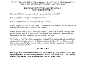 Nghị quyết 94/2017/NQ-HĐND mức trích khoản thu hồi công tác thanh tra nộp vào ngân sách Đà Nẵng