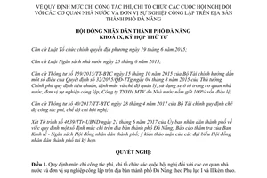 Nghị quyết 95/2017/NQ-HĐND công tác phí chi tổ chức hội nghị cơ quan đơn vị sự nghiệp Đà Nẵng